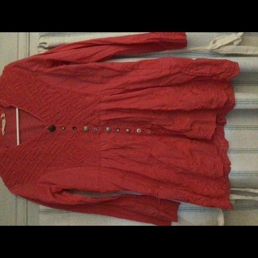 Soft Surroundings Boho Button Down Embroidered Bl… - image 1